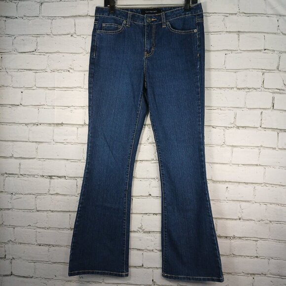 WOMENS CALVIN KLEIN FLARE JEANS DARK WASH SIZE 6 VINTAGE - Picture 3 of 7